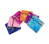 UTHCLO 12pcs Multi Color Chinese Style Wallets for Women Handmade Blessing Coin Purses with Zipper Closure Durable Silk Material Large Capacity for Cards Cash Coins Birthdays and