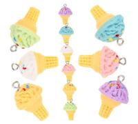 UTHCLO 12Pcs Realistic Ice Cream Shape Resin Pendants for DIY Jewelry Making Accessories Smooth Polished Surface Bright Colors for Bracelets Necklaces Keychains and Craft Projects