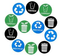 UTHCLO 12pcs Recycling Trash Can Stickers Self-Adhesive Garbage Classification Stickers for Bin Wheelie Bin Decorative Dustbin Waste Recycling