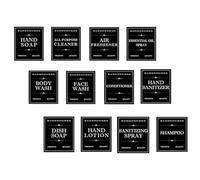 UTHCLO 12pcs Waterproof Oil-resistant Self-adhesive Skincare Labels for Bathroom Bottles, 70x80mm White and Black Stickers for Soap Dispensers and Toiletries Organization