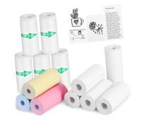 UTHCLO 13 Rolls Thermal Printer Paper with Adhesive and Colorful Options Sharp Clear Printing Refill for Mini Pocket Printers High Compatibility Sticky Label and Plain Thermal Paper