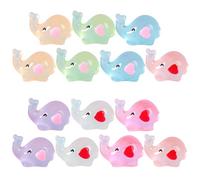 UTHCLO 14pcs Glow in The Statues Mini Elephant Ornaments for Cake Decoration Resin Material Cartoon Style Assorted Color Not Easy to Break Lovely Figurines for Lawn Landscape Decor