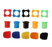 UTHCLO 15pcs Mic Cover Microphone Windscreen Anti-roll Ring Bottom Sleeve Sponge Mixed Color Microphone Protection Identifying Compatible with Random Color