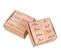 UTHCLO 16 Pcs 2 Set Wooden Letter Seals DIY Week Rubber Stamps Retro Style Khaki Color Smooth Wood Block Educational Creativity Toys for Art and Craft Projects