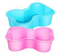 UTHCLO 2 Pcs Silicone Bone Shaped Dog Cake Mold Non Stick Baking Pans in Blue and Pink Easy Release Cupcake Molds for Pet Treats and Homemade Dog Birthday Cakes