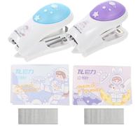 UTHCLO 2 Sets of Mini Astronaut Themed Staplers for Students, Portable Metal Handheld Staplers with Smooth Internal Track, Hardly Jams, for School and Home Use
