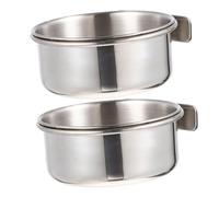 UTHCLO 2 Sets Stainless Steel Bird Food Bowl and Water Dispenser Cage Feeders for Parrots Pigeons Finches and Pets Stable Knock Bird Feeding Troughs for Birdcages