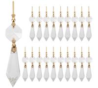 UTHCLO 20Pcs Crystal Chandelier Lamp Decor Icicle Prisms Replacement, Clear Glass Octagon Beads Chandelier Accessory for Party Wedding