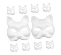 UTHCLO 20Pcs DIY Blank Cat and Fox Masks Unpainted Paper for Creative Painting for Halloween Cosplay Carnival and Dance Parties Safe and Portable Animal Drawing Masks