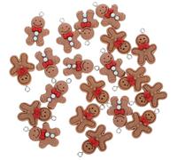 UTHCLO 20pcs Gingerbread Man Pendant DIY Cartoon Christmas Charms for Jewelry Making Link Decorations Small Biscuit Cute Key Make Craft Charm’s Necklace Mini Soft Natural Lady Resin Brown