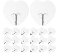 UTHCLO 20pcs Heart Shaped Self Adhesive Utility Hooks, Thickened Wall Hanging Hooks for Towels, Keys, Hats, No Drilling, Strong Load Bearing, Suitable for Home and Bathroom Use
