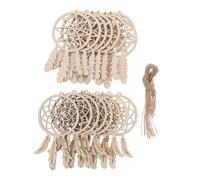 UTHCLO 20pcs Wooden Dream Catcher Ornaments DIY Craft Shapes Bulk Natural Wood Cutouts Circles with Boho Tassels for Home Bedroom Decoration Project