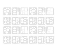 UTHCLO 24pcs Geometry Drawing Stencils Set for School Drafting and DIY Craft, Lightweight Pet Material with Circle, Triangle, Square, Hexagon Shapes, Easy to Store Templates for Students