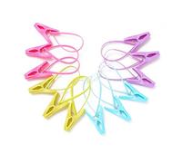 UTHCLO 24PCS Multi Purpose Plastic Clothes Pegs with Steel Wire Windproof Clothespins for Laundry Towel Clips Reusable Clips for Indoor Outdoor Use Random Color
