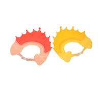 UTHCLO 2pcs Adjustable Shower Caps for Years Hair Washing Visors Protecting Eyes and Ears Soft Lightweight Bath Accessories with Crown Design in Red and Yellow