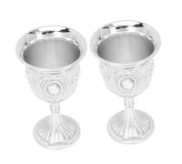 UTHCLO 2pcs Alloy Liquor Wine Goblets with Unique Flower Pattern Food-Safe Metal Stem Wine Cups for Party and Home Use Retro Style Barware