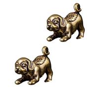 UTHCLO 2Pcs Antique Style Brass Dog Pendant Statue Home Hanging Adornment with Creative Vivid Modeling for Stable Decorative Charm and Feng Shui Blessing