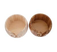 UTHCLO 2Pcs Bamboo Yarn Storage Bowls for Crochet and Knitting Smooth Finish Wool Holder with Vintage Design Lightweight Wooden Yarn Bowls for Portable Crafting