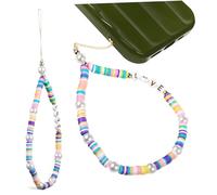 UTHCLO 2Pcs Beaded Cellphone Strap with Love Letter Pendant Lightweight Polymer Clay Phone Wrist Strap Bohemian Style Anti-lost Phone Charm for Keys Bags Backpacks