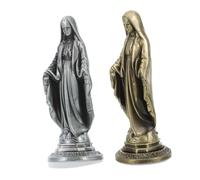 UTHCLO 2pcs Blessed Mother Mary Statue Alloy Mini Renaissance Sculpture Sacred Heart Figurine Catholic Religious Ornament for Home Table Shelf Decor
