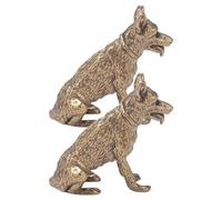 UTHCLO 2pcs Brass German Shepherd Dog Statues Vintage Miniature Figurines for Shelf and Office Decorative Collectible Dog Ornaments for Canine Lovers
