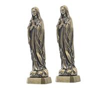 UTHCLO 2pcs Brass Mary Statue Vintage European Nativity Sculpture Religious Figurine for Desk Car Dashboard Home Decor Symbol of Faith and Protection