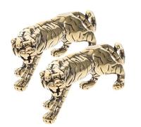 UTHCLO 2pcs Brass Tiger Keychain Set, Vintage Chinese Zodiac Tiger Pendant Carving Design, Creative Feng Shui Ornament for Office Decor and Personal Accessories