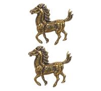 UTHCLO 2pcs Brass Zodiac Horse Statues Hand Polished Chinese Feng Shui Figurines for Home Desk Bookshelf Decor Luck Charm Prosperity Symbol