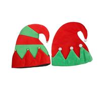 UTHCLO 2PCS Christmas Elf Hats for Festival Headdress Decor Red Patchwork Design Frame Party Cosplay Accessories for Xmas and Carnival Celebrations