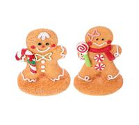 UTHCLO 2pcs Christmas Ornament Resin Gingerbread Decorations Small Festive Table Centerpiece with Candy Design for Holiday Window Display and Cozy Home Decor