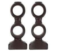 UTHCLO 2pcs Coffee Color Solid Wood Curtain Rod Brackets with Double Closed-end Supports, Wall Mounted Heavy Duty Drapery Holders for Bedroom Living Room Bathroom Kitchen