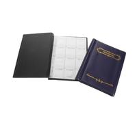 UTHCLO 2pcs Coin Collecting Album with Transparent Vintage PU Cover Money Coin Holder Book Organizer for Collectors Systematic Storage Black and Blue