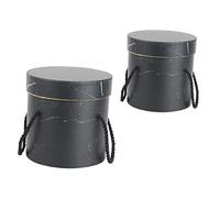UTHCLO 2Pcs Creative Round Flower Buckets Black Simple Storage Containers for Fresh Artificial Bouquets Multi-function Decorative Flower Barrels for Home Wedding and Arrangements
