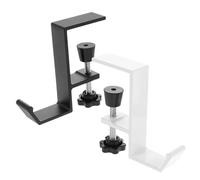 UTHCLO 2pcs Desk Clamp Hooks for Hanging Purse and Backpack Single-Layer Locking Metal Desk Edge Hanger Hooks in Black and White for Home and Office