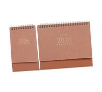 UTHCLO 2pcs Desk Planner Small Portable Tabletop Calendar with Twin Wire Flip Binding Standing Monthly Desktop Calendar for Office Home Study Khaki Vintage Style for Habit Tracking and