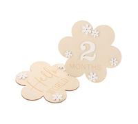 UTHCLO 2pcs Developmental Toys Wood Flowers Birth Announcement Sign Name Disc Monthly Growth Record Board for Newborn Photoshoot