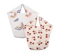 UTHCLO 2pcs Drool Bibs and Burp Cloths Ultra-absorbent Cotton Muslin Feeding Bibs for Boy Girl Moisture-wicking with Cute Rainbow and Cherry Prints Soft and Protective for Newborns