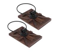 UTHCLO 2pcs Farmhouse Towel Ring Holder with Sturdy Iron and Wood Construction, Wall Mounted Hand Towel Rack for Bathroom and Laundry Room, Vintage Rustic Style with Scratch-resistant