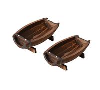 UTHCLO 2pcs Half Barrel Planter Rectangular Outdoor Garden Pots Rustic Wood Succulent Containers for Indoor Wedding Decor Vintage Rustic Elegance Plant Holders