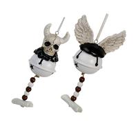 UTHCLO 2pcs Halloween Skull Demon Wind Chimes for Outdoor Garden Porch Unique European Horror Design Intricate Craftsmanship Easy to Hang Halloween Outdoor Decor