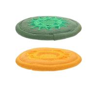 UTHCLO 2pcs Handmade Embroidered Rounded Sound Bowl Mats for Meditation and Yoga, Small 10cm Cushions in Green and Orange, Religious Singing Bowl Pads for Spiritual Practice