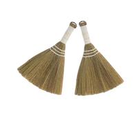 UTHCLO 2pcs Handmade Hand Broom with Natural Straw Bristles for Gentle Floor Cleaning and Tight Spaces Ergonomic Rustic Grass Sweeper for Indoor Use and Home Decor