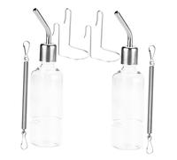 UTHCLO 2pcs Hanging Water Drinking Bottles for Hamster Guinea Pig Rabbit Squirrel Stainless Steel Leak Animal Water Feeder with Brackets Easy to Install and Travel Friendly