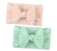 UTHCLO 2pcs Headbands Soft Jacquard Nylon Bowknot Hairbands for Breathable Comfortable Headdress in Pink Mint Green for Shower Birthday Party Photos