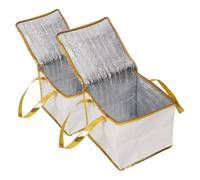 UTHCLO 2pcs Insulated Cooler Bags for Foods and Desserts, Waterproof Non-Woven Fabric with Multifunctional Storage, White Thermal Cake Carrier Bags for Takeout Orders