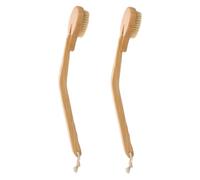 UTHCLO 2Pcs Long Handle Bath Exfoliating Shower Scrubber for Back Gentle Massage Brush for Elderly Disabled Safe Materials Easy to Clean Khaki