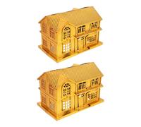 UTHCLO 2pcs Luxury Golden Plastic Ancestral Tribute Houses for Tomb Sweeping Day Offerings, Traditional Chinese Sacrificial Supplies for Qingming Festival and Ancestor Memorial Ceremonies