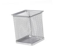 UTHCLO 2pcs Metal Pencil Holder Pen Pot Square Mesh Pen Container Organizer Silver for Office Desk School Workspace