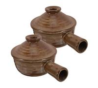 UTHCLO 2pcs Microwave Safe Clay Cooking Pots with Lids Ceramic Terracotta Casserole Pans for Stew Soup Porridge Baking Stylish Nonstick Fast Cooking Stock Pots