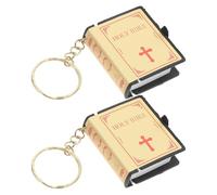 UTHCLO 2pcs Miniature Bible Book Keychain Religious Bible Keyring Lightweight Zinc Alloy and Paper Craftsmanship Golden Colour Phone Decoration and Religious Events